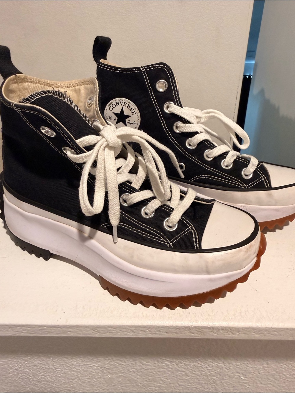 Converse Women’s Black & White Platform Lug Sole High-Top Sneakers
